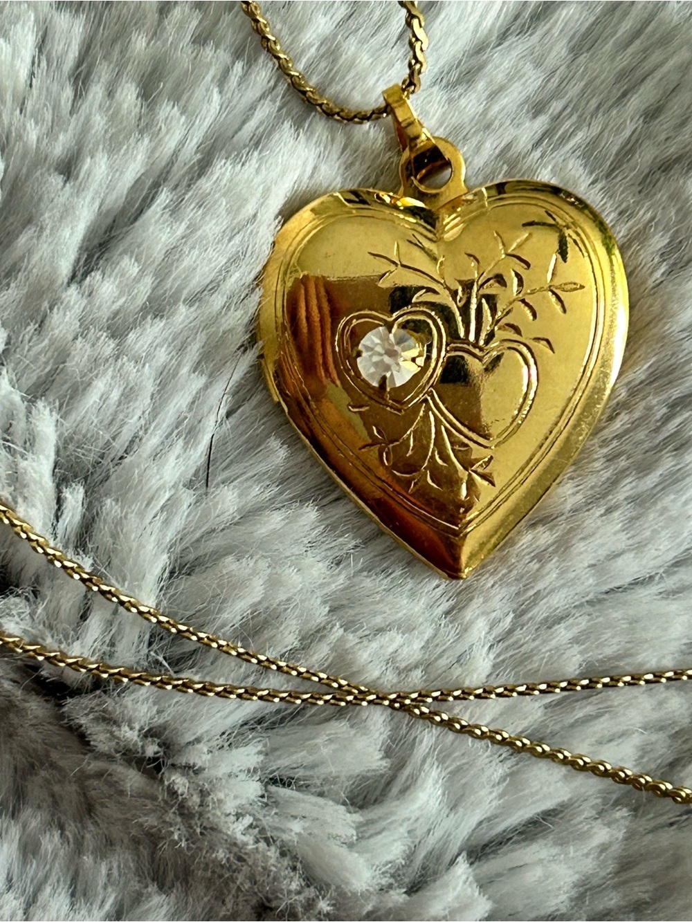 4/$100 Gold Heart Locket Necklace with Crystal Accent